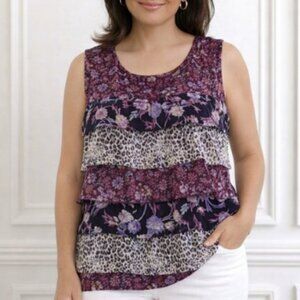 ERIN B. Ruffled Printed Top M